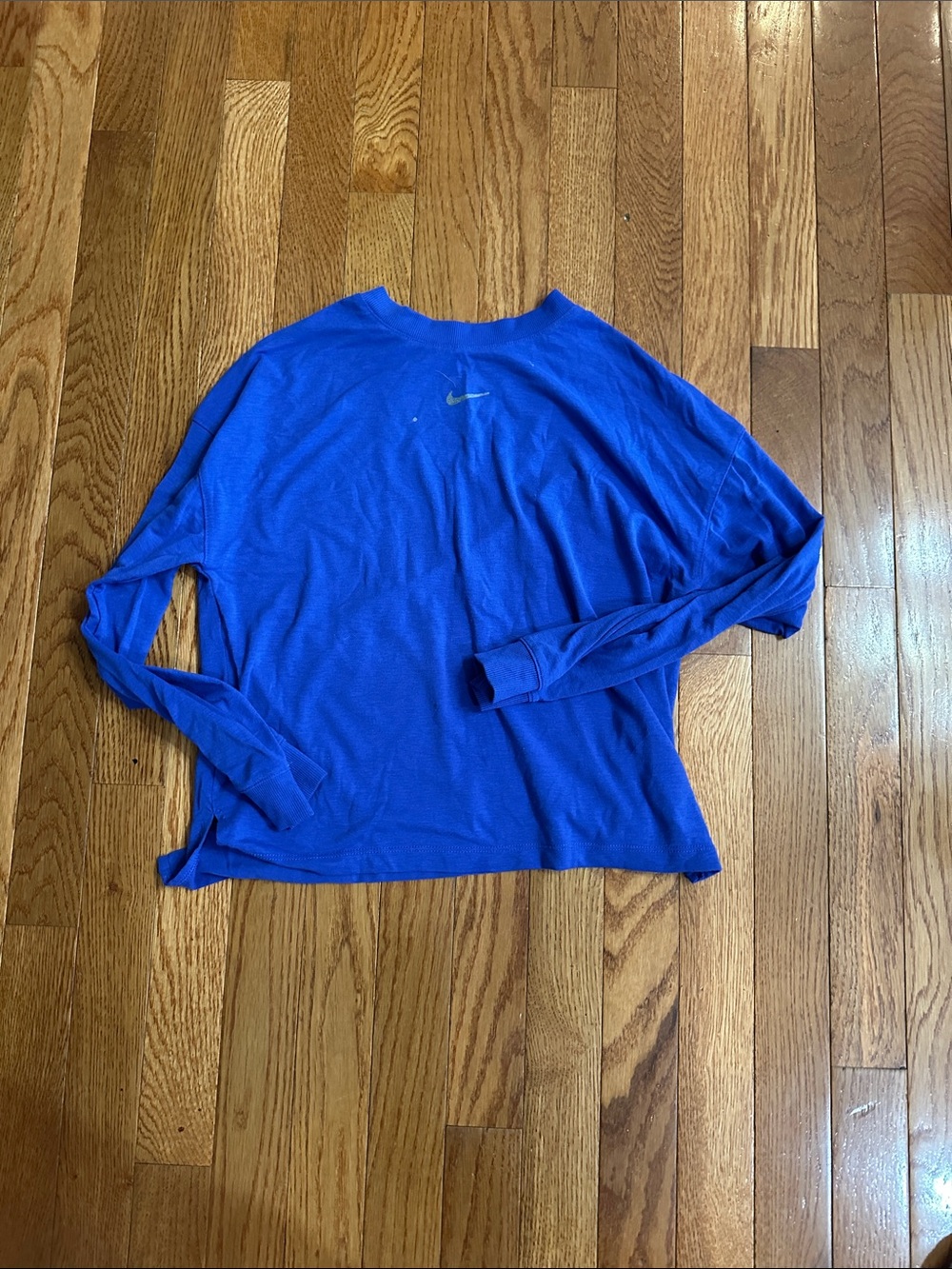 Nike Blue Long Sleeve Athletic Top with Swoosh